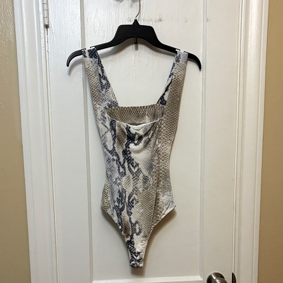 WinWin Snake Print Bodysuit in Beige, Black and Cream - Picture 3 of 3